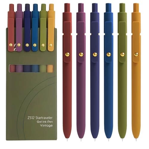 YOXMJDB Gel Pens, 6 Pcs 0.5mm Fine Point Smooth Writing Pens Cute Pen, High-End Series Black Ink Pen for Journaling Note Taking, School Office Supplies for Women Men (6 Pcs Gold Vintage) - Image 1