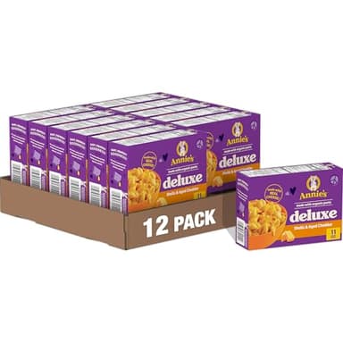 Annie's Deluxe Shells and Aged Cheddar, Pasta and Cheese Sauce, Mac and Cheese Made with Organic Pasta, Dinner Side or Snacks, 11 oz (Pack of 12) - Image 1