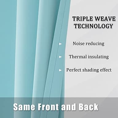 DUALIFE Aqua Curtains for Living Room Bedroom Light Blocking Window Curtains Triple Weave Room Darkening Curtain Panels Thermal Insulated Grommet Top 52X45 - Image 5