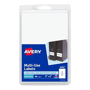 Avery Self-Adhesive Removable Labels, 3 x 4 Inches, White, 18 Packs (5453) - Image 1