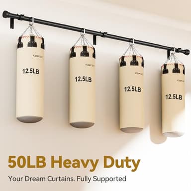 Curtain Rod 32-144 Inch, Heavy Duty 1 Inch Adjustable Curtain Rods for Windows, Black Extra Long Window Treatment Rods, Modern Design, Easy Installation - Image 2