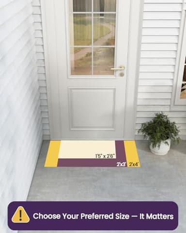 DEXI Front Door Mat Outside Entrance, 2x4 ft Rubber Entry Doormat Heavy Duty, Welcome Mats Non Slip for Inside House Floor Entryway Double Doors Exterior Patio, Chevron Dark Grey - Image 2