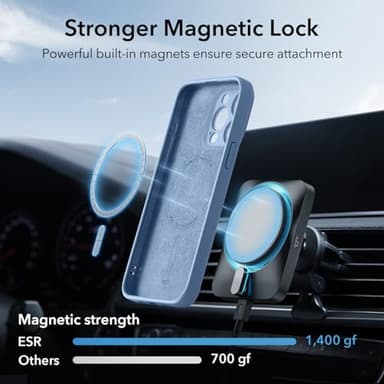 ESR for iPhone 15 Pro Max Case with MagSafe, Supports Magnetic Charging, Slim Liquid Silicone Case, Shock Absorbing, Screen and Camera Protection, Cloud Series, Light Blue - Image 3