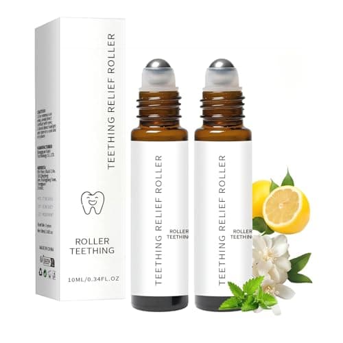Teething Roller All Natural for Babies, Natural Gum Relief with Chamomile & Rose Oil, Gentle Massage Applicator for Soothing Infant Teething Pain, Essential Oil Massage Roller (2) - Image 1