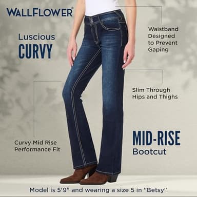 WallFlower Women's InstaStretch Luscious Curvy Bootcut Jeans, Betsy Pure, 7 Short - Image 4