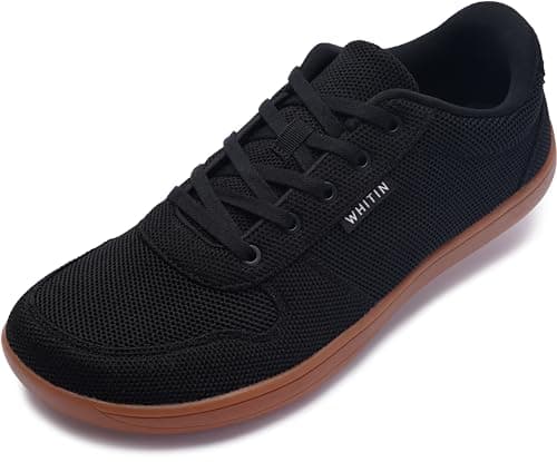 WHITIN Wide Toe Box Barefoot Sneakers for Men Minimalist Minimus Zero Drop Sole Shoes Size 11 Width 11W Outdoor Training Black Gum 45 - Image 1