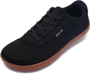 WHITIN Wide Toe Box Barefoot Sneakers for Men Minimalist Minimus Zero Drop Sole Shoes Size 11 Width 11W Outdoor Training Black Gum 45 - Image 1