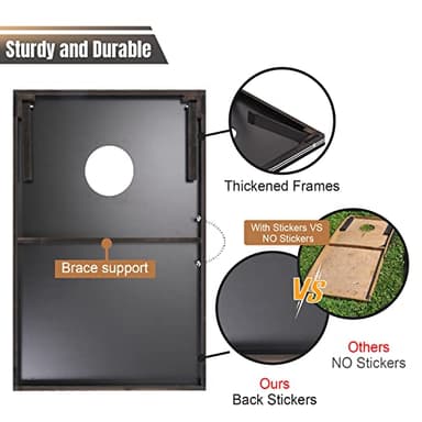 Outball Cornhole Set Corn Holes Outdoor Game Cornhole Boards Regulation Size Bean Bag Toss Game Outdoor for Adults Family Lawn Beach Outside Activities,Include Carrying Bag - Image 5