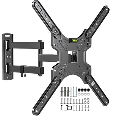 Full Motion TV Wall Mount for Most 26-55 Inch TVs, Corner Wall Mount TV Bracket with Tilt Swivel and Articulating, Single Stud Center Design Fits Flat/Curved TVs, Max VESA 400x400mm Up to 77 lbs - Image 1