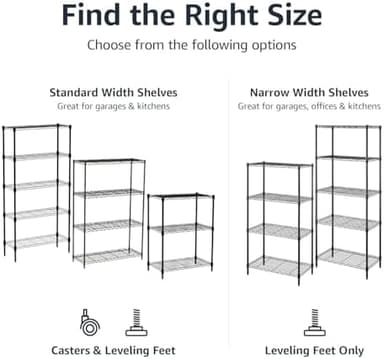 Amazon Basics 5-Shelf Adjustable Heavy Duty Steel Wire Rack Storage Shelving Organizer for Kitchen, Garage, 36" L x 14" W x 72" H, Black - Image 6