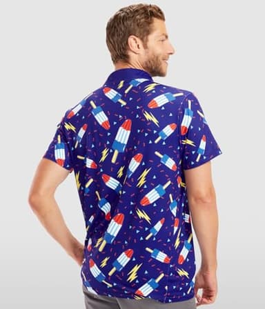 Tipsy Elves Golf Shirts for Men - Performance Athletic Fit Men's Golf Polo Shirts for Men w/Moisture Wicking Stretch Fabric - Men's Blue Grand Finale Golf Polo Size Small - Image 7
