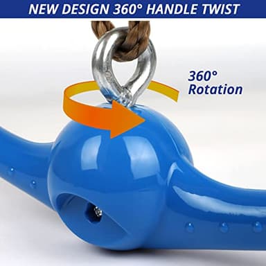 YAMIPROBI Ninja-Twister Swing Spins Set: Slackline Attachments - 360° Handle Twist-Spin Flips Toy Activate Ninja Powers Warrior Accessories Kids Hang Toys for Playground Backyard Blue - Image 2