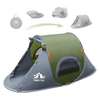 Night Cat Pop-up Camping Tent: 1 Person Tent Waterproof Instant Easy Setup Outdoor Tent - Image 1