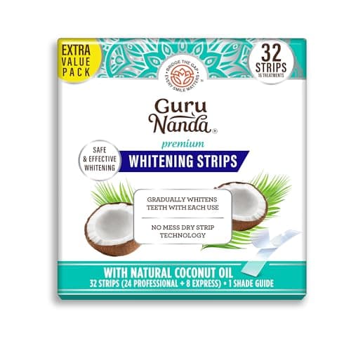 GuruNanda Teeth Whitening Strips - 16-Day Treatment with Non-Slip, Dry Strip Technology - Whitening Designed with Care for a Brighter Smile - Image 1