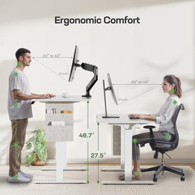 Marsail 40x24 Electric Adjustable Height Standing Desk with Storage Bag, 4 Memory Height Settings,Sit Stand Up Desk for Home Office,Computer Gaming Workstation, Cable Manager, and Headphone Hook - Image 4