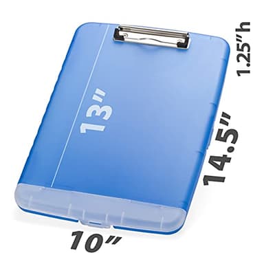 Officemate Slim Clipboard Storage Box, Translucent Blue (83304) - Image 3