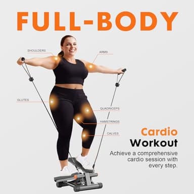 GORISE Steppers for Exercise at Home,Adjustable Height Stair Stepper with Resistance Bands, Portable Stair Steppers Workout Machine, Mini Stepper Exercise Equipment with LCD Monitor (Carbon Grey - Image 4