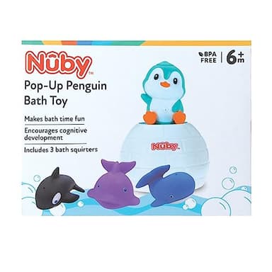 Nuby Pop-Up Penguin Bath Toy with 3 Bath Squirters - Baby Bath Toy for Boys and Girls 18+ Months - Image 4
