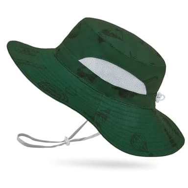 Kids Sun Hat for Girls Mesh Bucket Hat Toddler UV Protection Beach Hat Kids Foldable Fishing Hat for Girls 2-8 Years Deep Green - Image 1