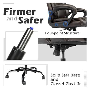 OUTFINE Office Chair Executive Office Chair Desk Chair Computer Chair with 5-Year hydrolysis-Resistant Leather Spring Cushion Ergonomic Support Tilting Function Upholstered in Bonded Leather (Brown) - Image 7