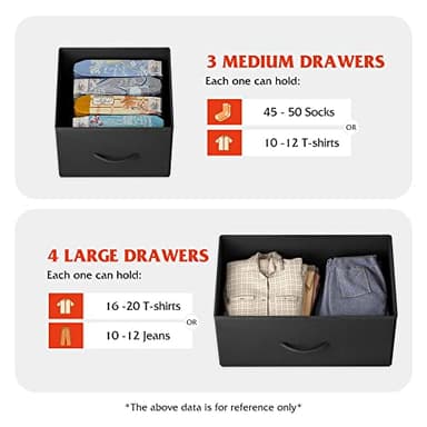 WLIVE 7 Drawer Dresser TV Stand, Entertainment Center, Media Console Table with Metal Frame and Wood Top for TV up to 45 inch, Chest of Drawers for Bedroom, Living Room, Black and Rustic Brown - Image 4