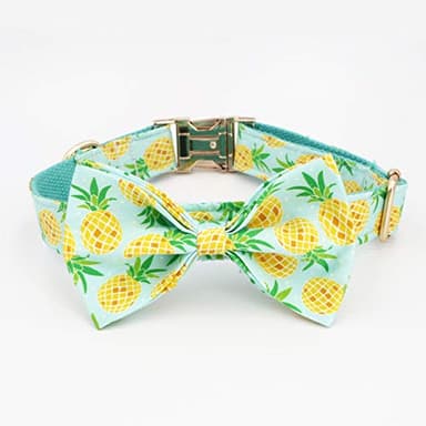Pineapple Dog Collar with Bow, Dog Bow Collar,Wedding Dog Collar (XS) - Image 5