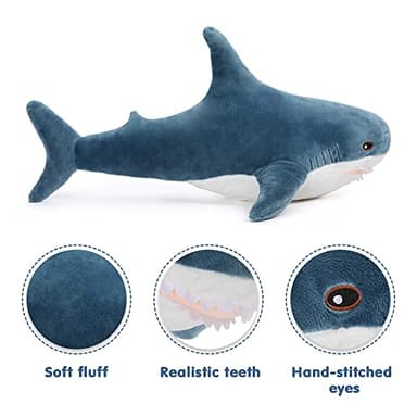 MorisMos Giant Shark Stuffed Animal 40 Inch Shark Plush Toys, Soft Plush Shark Hugging Pillow for Kids - Image 4