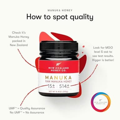 New Zealand Honey Co. Raw Manuka Honey UMF 15+ | MGO 514+, UMF Certified / 8.8oz - Image 5