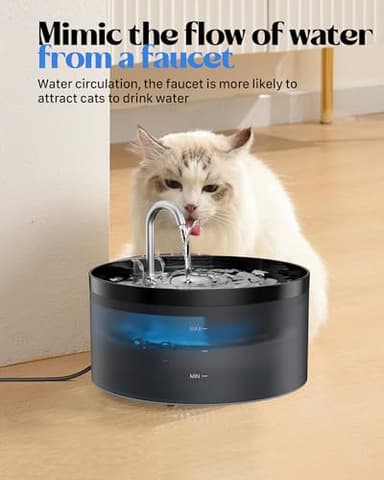 Cat Water Fountain for Cats Indoor: 108oz/3.2L GIOTOHUN Cat Fountain - Silent Pet Water Fountain for Drinking - Black Cat Drinking Founttain - Faucet Pet Fountain Contains 6 Filters + 3 Sponges - Image 2