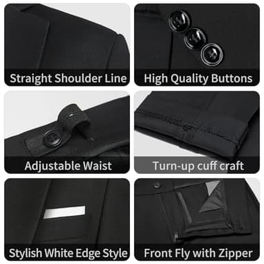 BOLADA Boys' Black Slim Fit Formal Classic 6-Piece Suit Set Size 12 Big Boys Toddler Tuxedos Suits for Kids Teen Youth Wedding Outfit Ring Bearer Outfit - Image 7