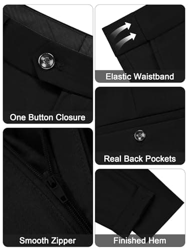 MAGE MALE Men's Slim Fit 3 Piece Suit One Button Solid Shawl Lapel Blazer Jacket Vest Pants Set with Tie Pocket Square Black - Image 4