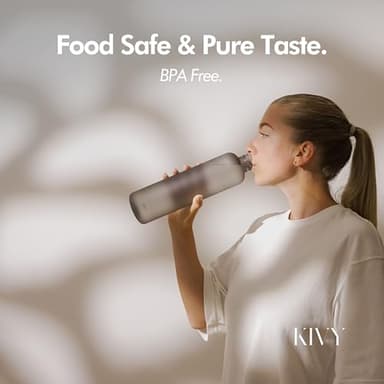 KIVY Slim Water Bottle 32oz [Lightweight & Shatterproof] Fits Backpack & Cupholder for Travel, Sports, School, Gym - Dark green water bottle no straw - Gym water bottle screw top - Dishwasher Safe - Image 6