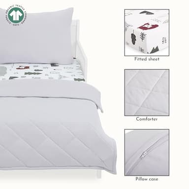 Evolur Grizzly Bear 3 Piece Toddler Bedding Set, Super Soft and Breathable Toddler Bedding, Machine Washable, Includes Fitted Sheet, Comforter and Pillow Case - Image 6