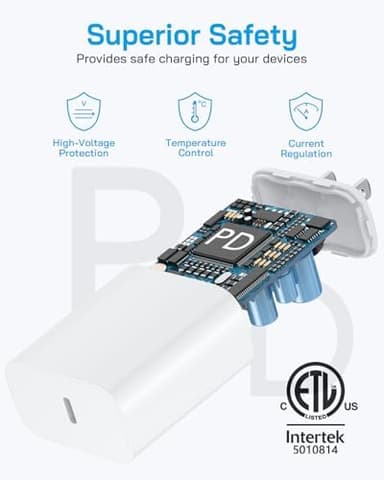 i Phone 17 16 15 Charger Fast Charging - 20W PD Fast Charger Block with 6Ft USB C Cable for i Phone 17/16/15 Series, i Pad Pro/Air/Mini, Galaxy S23, Pixel 8 & More (2-Pack - Image 5