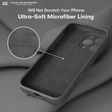 LOVE 3000 Designed for iPhone 16 Pro Case, Premium Silicone with [Soft Anti-Scratch Microfiber Lining] Shockproof Protective Phone Case for Men Women Girls 6.3", Black - Image 5