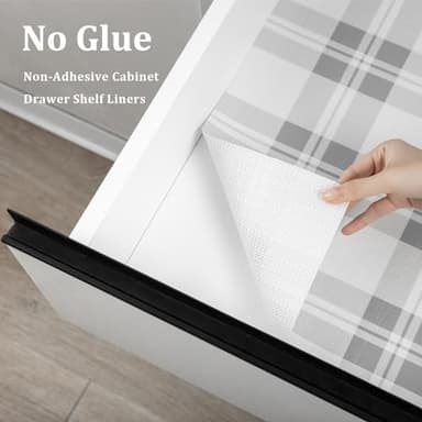 Drawer Shelf Liner for Kitchen Cabinets, Non Adhesive Slip Resistant Shelf Paper Easy to Clean, Strong Grip Thickened Waterproof Washable Mats for Pantry Shelves Cupboard Dresser(Grey, 12 in x 10 FT) - Image 3