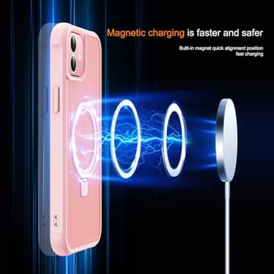 SKYLMW Compatible with iPhone 11 Case with Invisible Magnetic O-Ring Stand [Compatible with MagSafe][Great Grip Feeling], Pink - Image 3