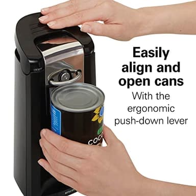Hamilton Beach Smooth Touch Electric Automatic Can Opener Easy Push Down Lever, For All Standard-Size and Pop-Top, Extra Tall, With Bottle Opening Accessory and Built-In Knife Sharpener, Black - Image 4