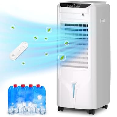 Uthfy 32 Inch Swamp Cooler Air Conditioner, 3 IN 1 Evaporative Air Cooler with 4.2 Gal Water Tank, 4 Mode, 3 Speed, Remote Control, 120° Oscillation, 12 H Timer, Portable AC for Indoor Room, Bedroom - Image 1