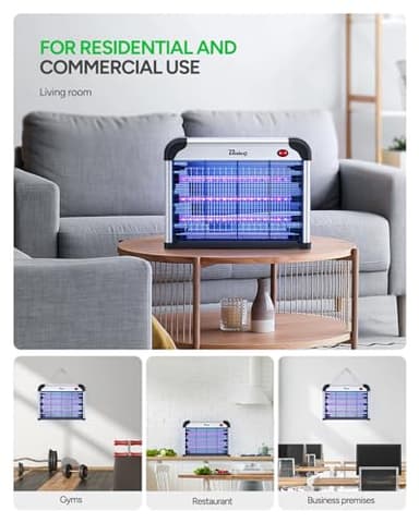 Buzbug LED Bug Zapper Indoor, 10 Years Lifespan 3 Lamps Enhance Insect Attraction, 3800V High-Voltage, Electric Mosquito Zapper, Fruit Fly Mosquito Moth Gnat Trap, Killer, Zapper -MA009 - Image 6