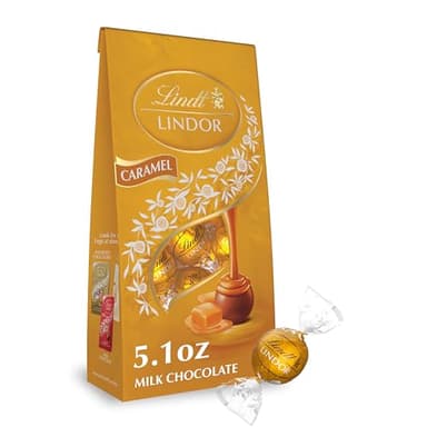 Lindt LINDOR Caramel Milk Chocolate Truffles, Milk Chocolate Candy with Smooth, Melting Truffle Center, Great for gift giving, 5.1 oz. Bag (6 Pack) - Image 1