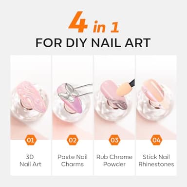 Modelones 3D Gel Nail Art, Sculpting Gel Glue for Molding, Drawing, Charms & Gems Glue, Nail Stuff for Chrome Powder and Rhinestone Design No Wipe, U V Light Cured Salon & DIY Use - Image 2