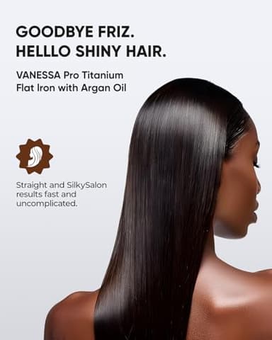 VANESSA PRO Flat Iron Hair Straightener, 100% Pure Titanium Flat Iron for One Pass to Achieve a Sleek Look, Curls Beautifully & Straightens Well - 1 inch - Image 3
