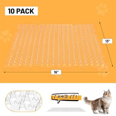OCEANPAX Scat Mat for Cats 16 x 13 Inch, 10 Pack Cat Deterrent Mat Outdoor Indoor, Cat Spikes with 50 Stickers - Image 3