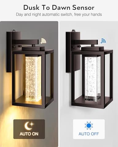 VIANIS 2 Pack Porch Lights Outdoor, Oil Rubbed Bronze Dawn to Dusk Exterior Lighting Fixtures for House, Farmhouse Outside Garage Lights Wall Mount Built-in LED Outdoor Wall Sconces Lantern, Anti-Rust - Image 2