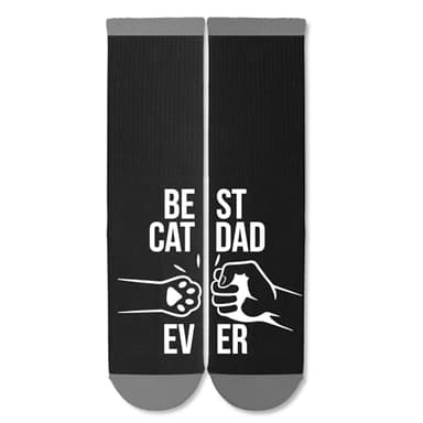 FUQWZ Best Cat Dad Ever Socks - Black Crew Socks for Men, Funny Dad Gifts for Father, Birthday, Fathers Day, Christmas - Image 4