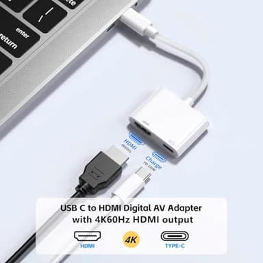AIRSKY USB C to HDMI Adapter for iPhone 15/16 to TV, Type C to HDMI Adapter, with 100W Fast Charging and 4K@60Hz, Compatible with iPhone 16/15 MacBook Ipad - Image 2