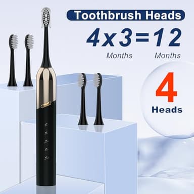 Electric Toothbrush for Adults, 5 Modes Sonic Toothbrush with 4 Brush Heads, 50000 VPM Deep Clean, 100-Day Battery Life, IPX7 Waterproof Rechargeable Toothbrushes Built-in Smart Timer for Home, Travel - Image 6