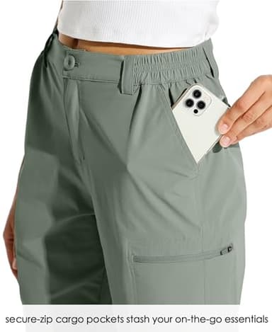 Willit Women's 10" Hiking Cargo Shorts Stretch Golf Active Long Shorts Quick Dry Outdoor Summer Shorts Sage Green L - Image 3