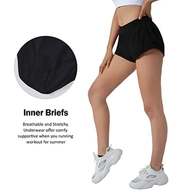 Aurefin Running Shorts for Women,Quick Dry Athletic Sports Shorts Lightweight Active Workout Gym Shorts with Zip Pocket Black/S - Image 6